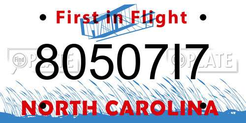 80507I7 North Carolina License Plate