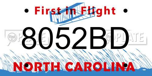 8052BD North Carolina License Plate
