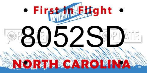 8052SD North Carolina License Plate