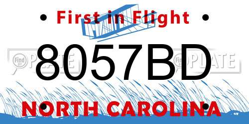 8057BD North Carolina License Plate