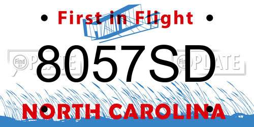 8057SD North Carolina License Plate