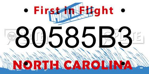 80585B3 North Carolina License Plate