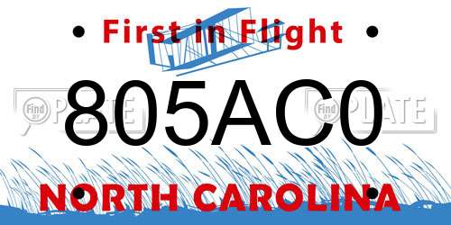 805AC0 North Carolina License Plate