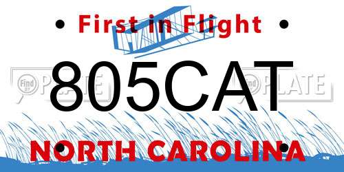 805CAT North Carolina License Plate