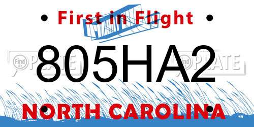 805HA2 North Carolina License Plate