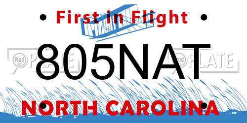 805NAT North Carolina License Plate