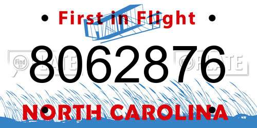 8062876 North Carolina License Plate