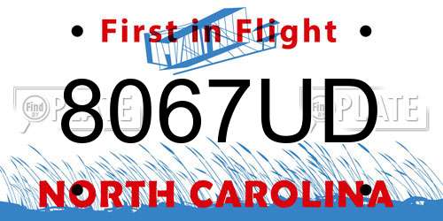 8067UD North Carolina License Plate