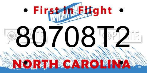 80708T2 North Carolina License Plate