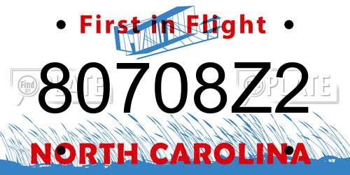80708Z2 North Carolina License Plate