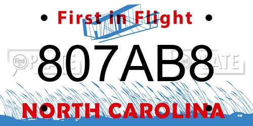 807AB8 North Carolina License Plate