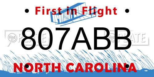 807ABB North Carolina License Plate