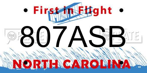 807ASB North Carolina License Plate