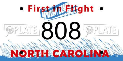 808 North Carolina License Plate