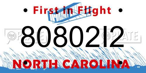 80802I2 North Carolina License Plate