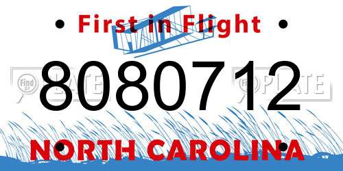 8080712 North Carolina License Plate