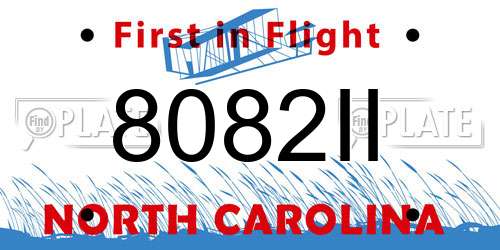 8082II North Carolina License Plate