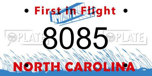8085 North Carolina License Plate