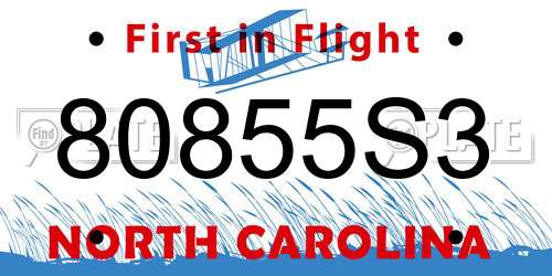 80855S3 North Carolina License Plate