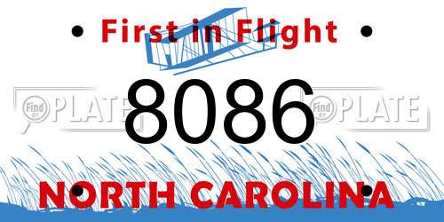 8086 North Carolina License Plate