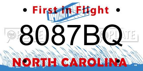 8087BQ North Carolina License Plate