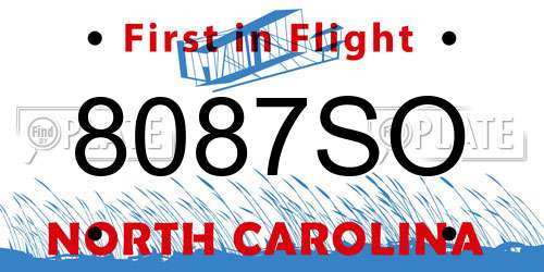 8087SO North Carolina License Plate