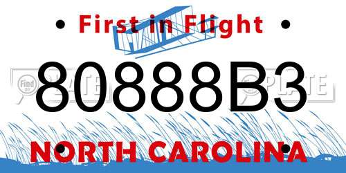 80888B3 North Carolina License Plate