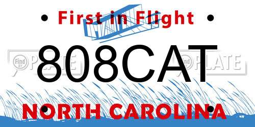 808CAT North Carolina License Plate