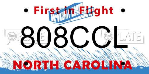 808CCL North Carolina License Plate