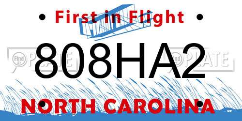 808HA2 North Carolina License Plate
