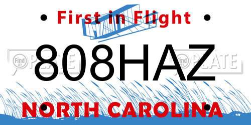 808HAZ North Carolina License Plate