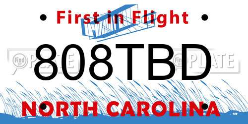 808TBD North Carolina License Plate