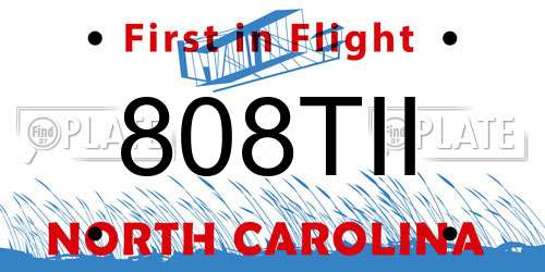 808TII North Carolina License Plate