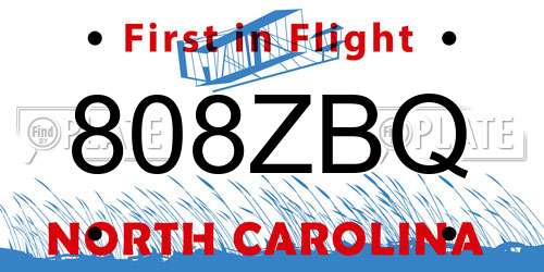 808ZBQ North Carolina License Plate
