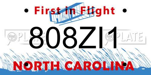 808ZI1 North Carolina License Plate