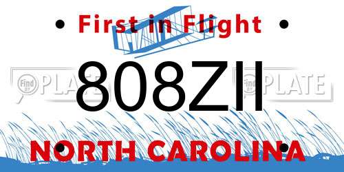808ZII North Carolina License Plate