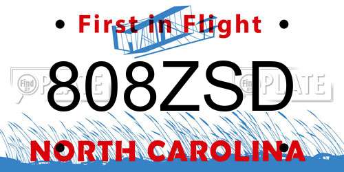 808ZSD North Carolina License Plate