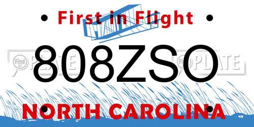 808ZSO North Carolina License Plate