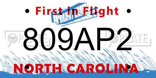 809AP2 North Carolina License Plate