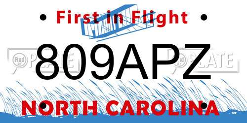809APZ North Carolina License Plate