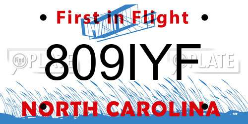 809IYF North Carolina License Plate