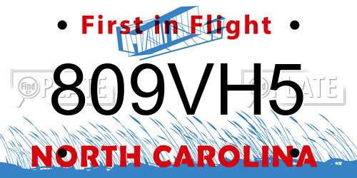 809VH5 North Carolina License Plate