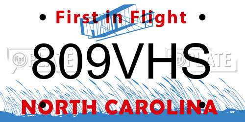809VHS North Carolina License Plate