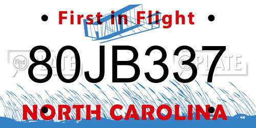 80JB337 North Carolina License Plate