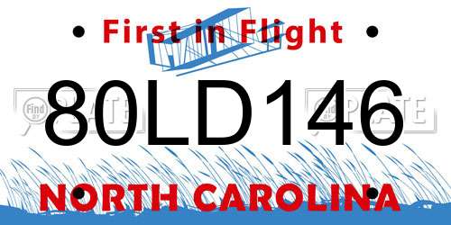 80LD146 North Carolina License Plate