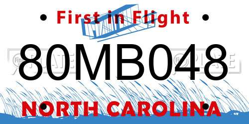 80MB048 North Carolina License Plate