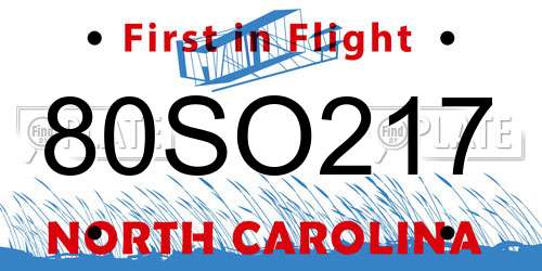 80SO217 North Carolina License Plate