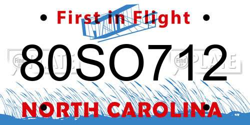 80SO712 North Carolina License Plate