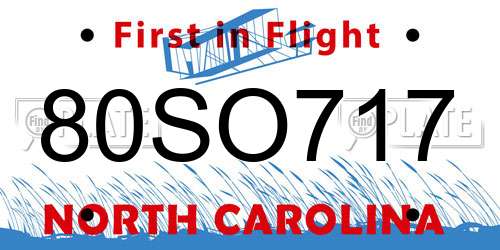 80SO717 North Carolina License Plate