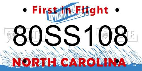 80SS108 North Carolina License Plate